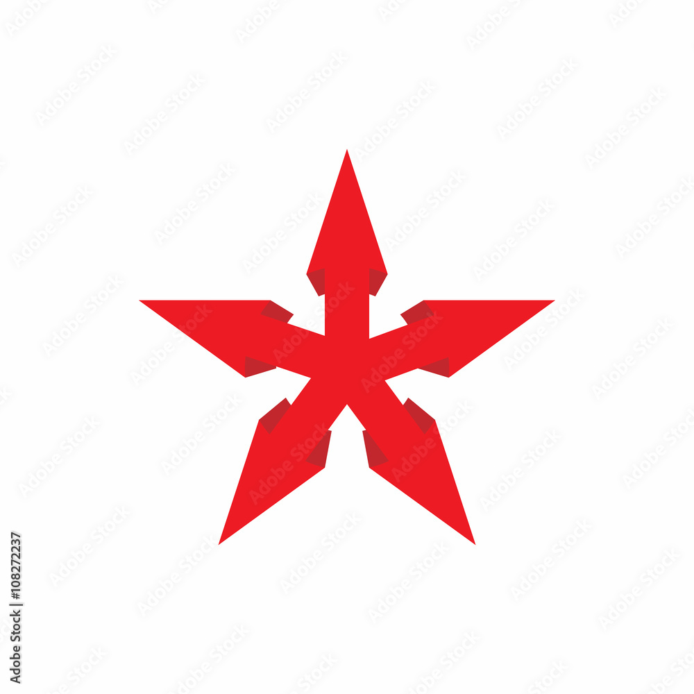 Red star icon, cartoon style Red star icon, cartoon style