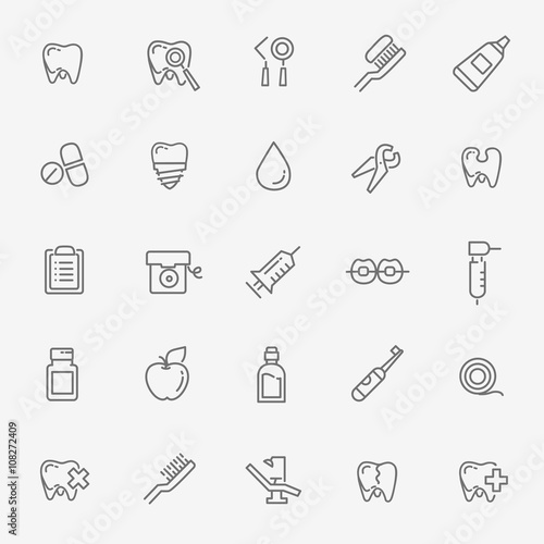 Set of web icons - teeth, dentistry, medicine, health