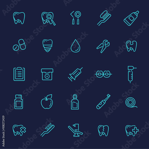 Set of web icons - teeth, dentistry, medicine, health