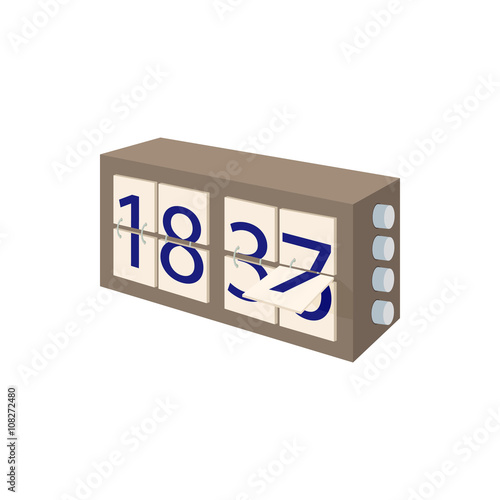 Analog flip clock icon, cartoon style
