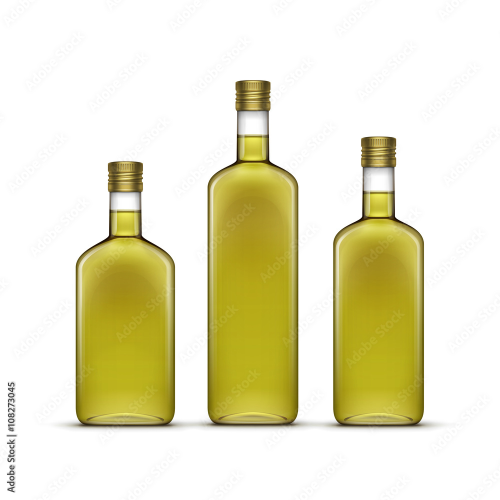 Vector Set of Alcohol Alcoholic Beverages Drinks Whiskey or Sunflower Olive Oil Glass Bottles Isolated on White Vector Set of Alcohol Alcoholic Beverages Drinks Whiskey or Sunflower Olive Oil Glass Bottles Isolated on White