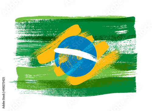 Brazilian flag painted with brush vector illustration.