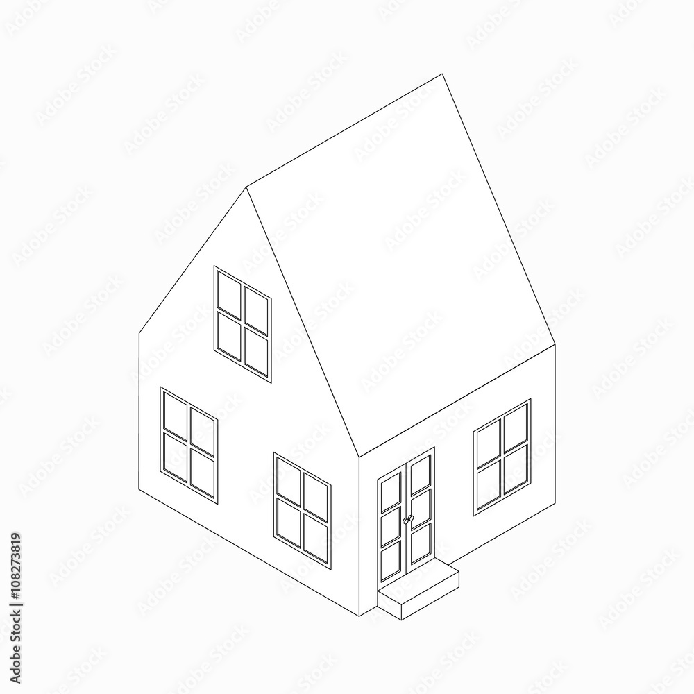 Cottage icon, isometric 3d style
