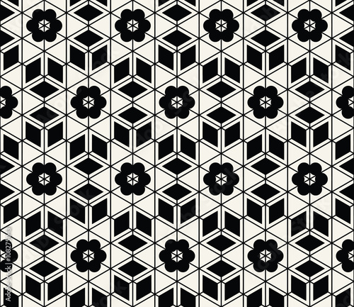 Flower hexagon seamless pattern background vector