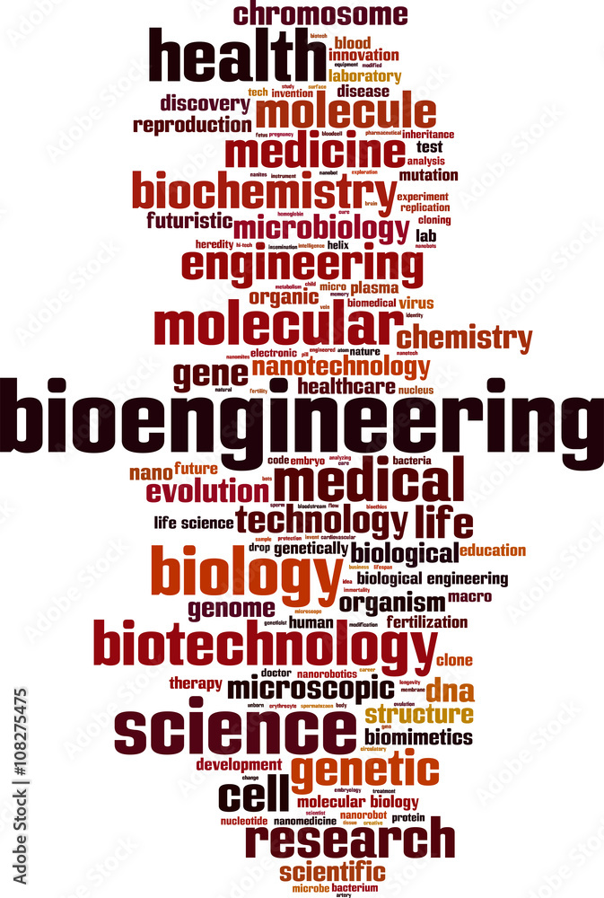 Bioengineering word cloud concept. Vector illustration