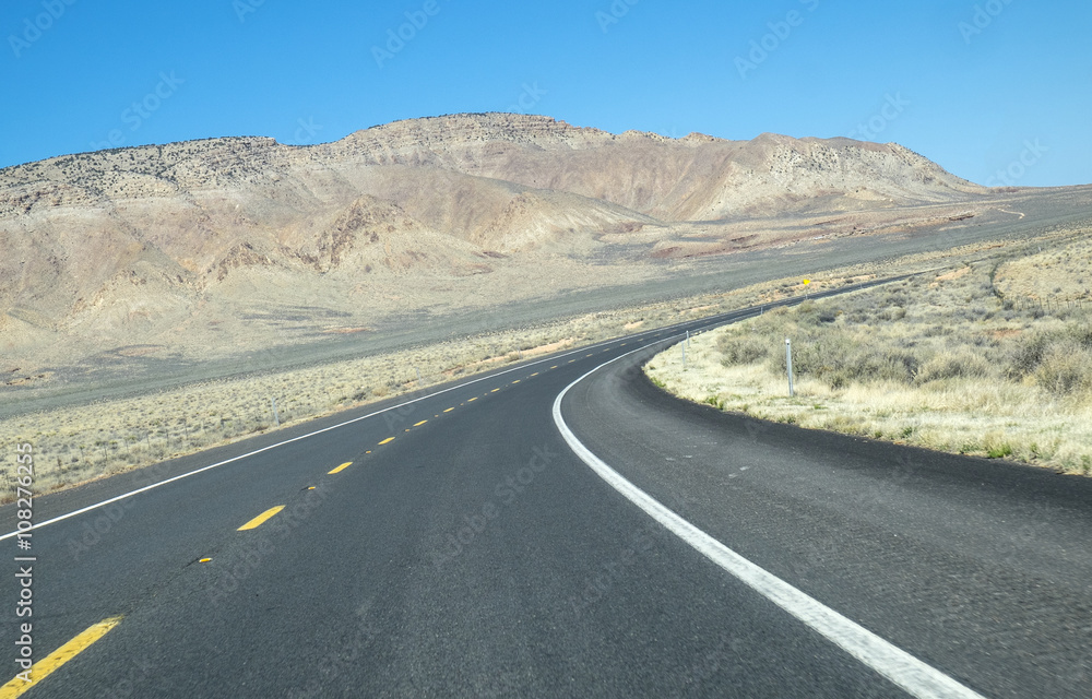 On the Highway in Arizona Desert USA On the Highway in Arizona Desert USA
