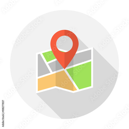 Folded map with point marker