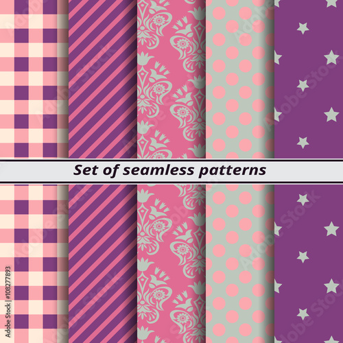 set of seamless patterns purple
