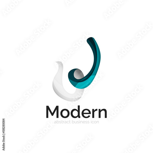 Wave ribbon logo, vector abstract shape