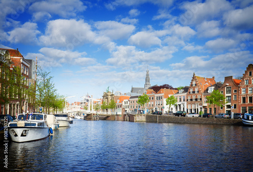 Spaarne river and old Haarlem