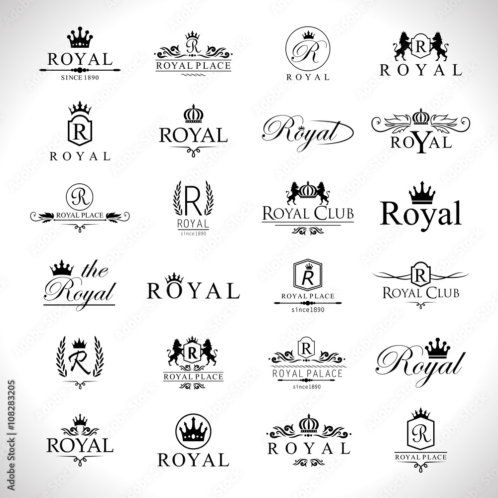 Royal Icons Set-Isolated On Gray Background-Vector Illustration,Graphic Design. Collection Of Royal Icons.Modern Concept, Royal Logotype