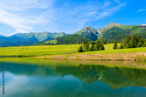 A view of beautiful lake in summer landscape of Tatra Mountains  Slovakia