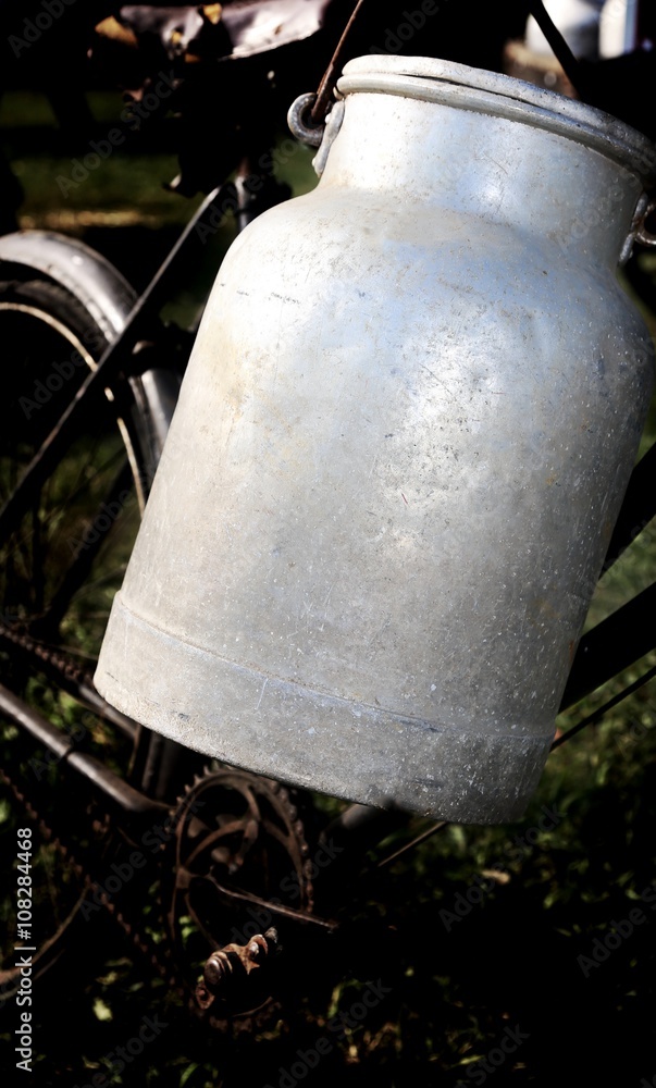 aluminum Milk Canister used by farmers to bring fresh milk