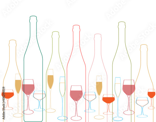 Bottles and glass silhouette