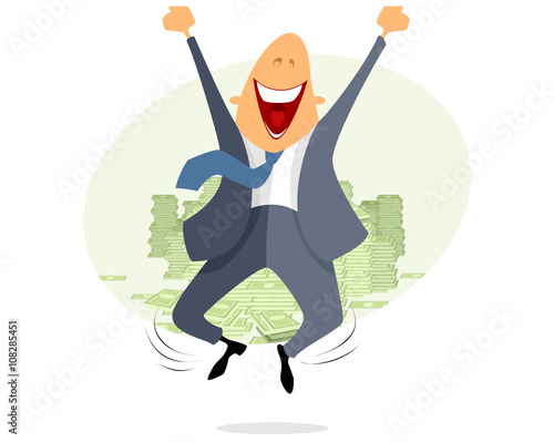 Happy businessmen jumping