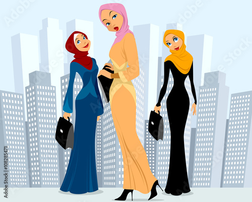 Three businesswomen in city