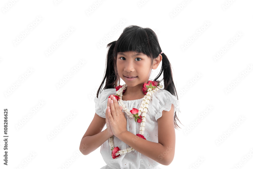 little girl in Thai costume put the palms of the hands together little girl in Thai costume put the palms of the hands together