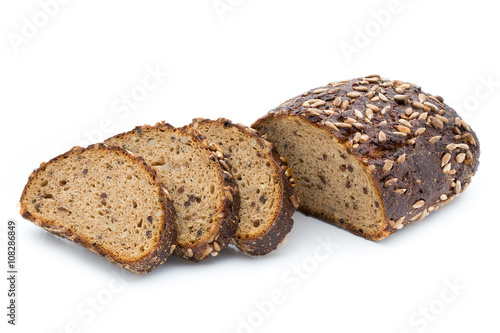 Rye bread isolated on white background.