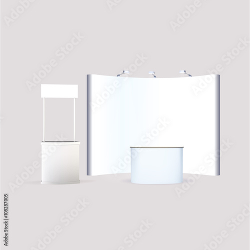 Trade exhibition stand, Exhibition Stand round, 3D rendering 