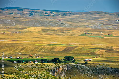 Panoramic view of Pešter plateau landscape in southwest Serbia