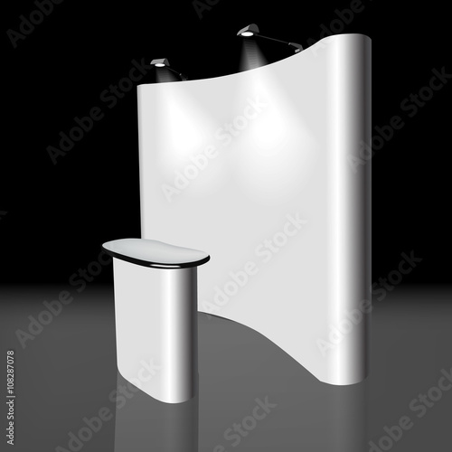 Trade exhibition stand, Exhibition Stand round, 3D rendering 