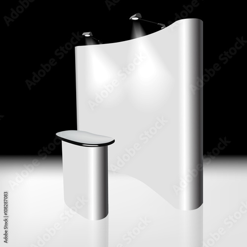 Trade exhibition stand, Exhibition Stand round, 3D rendering 