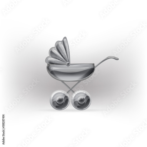 stroller glossy icon vector
