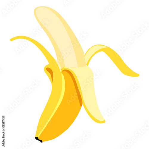 Vector Single Cartoon Peeled Banana