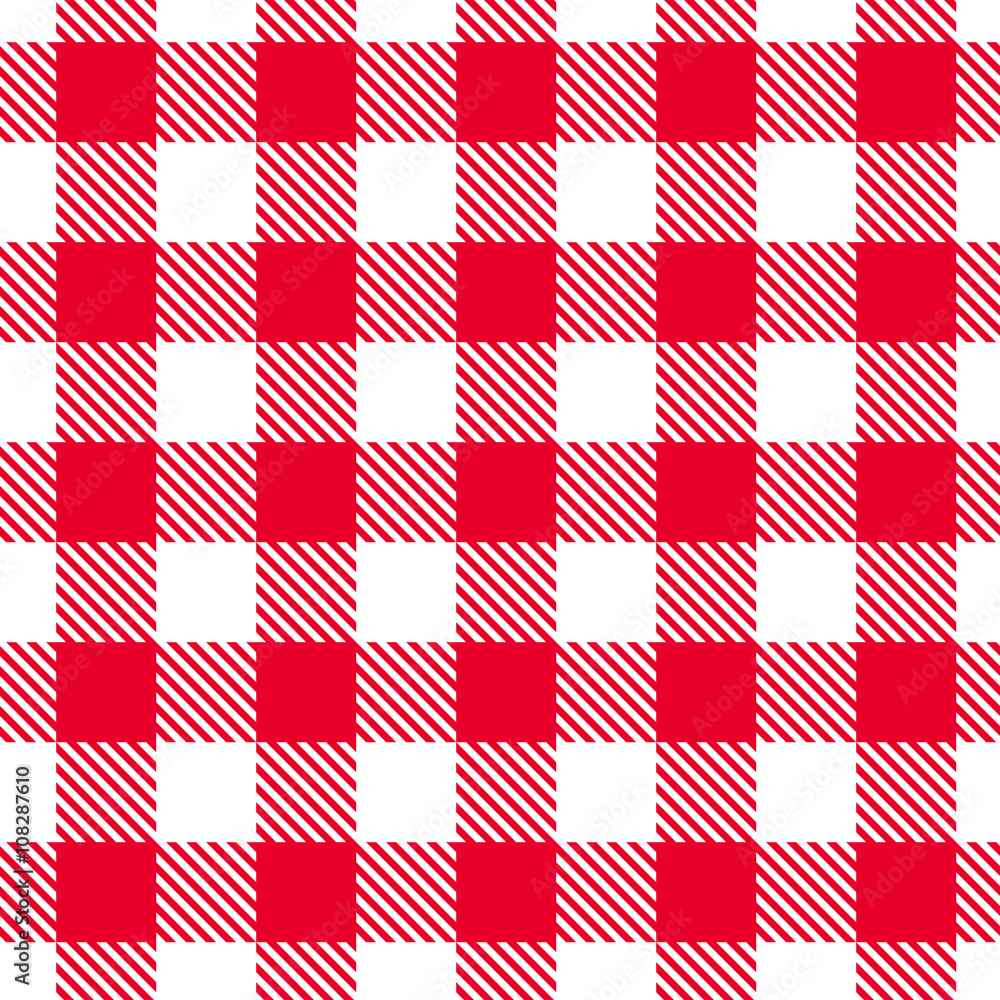 Vector seamless red and white gingham pattern. Vector seamless red and white gingham pattern.