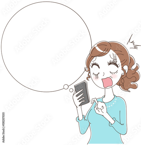スマホを手にする女性のイラスト