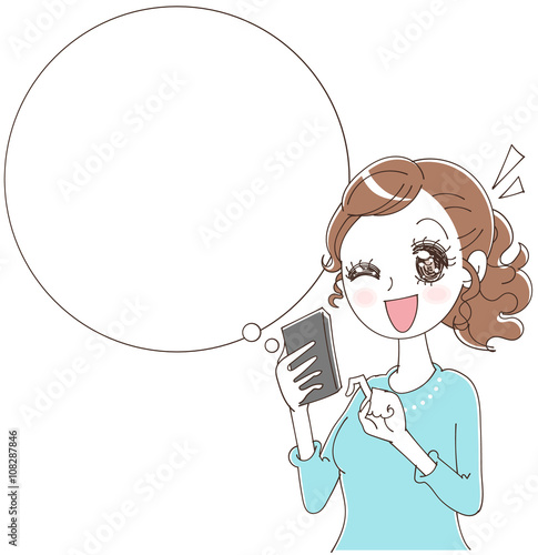 スマホを手にする女性のイラスト