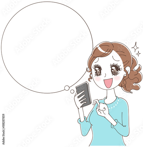 スマホを手にする女性のイラスト