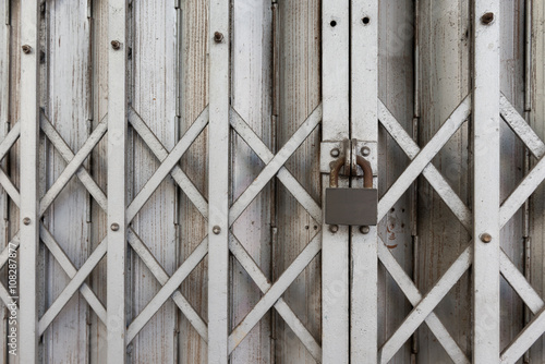 closeup steel door with lock