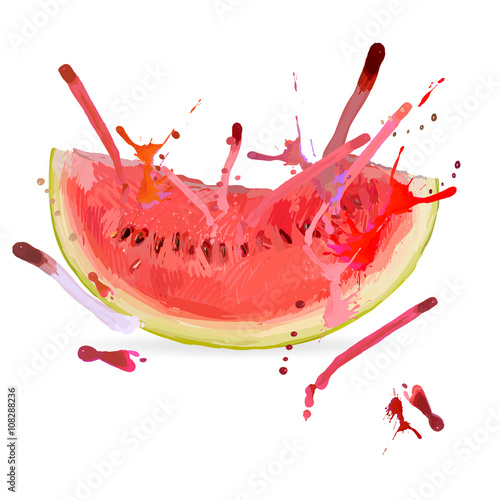 watermelon slice, cut, red, isolated vector