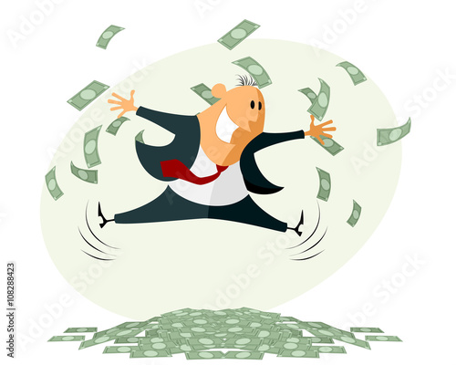 Happy businessmen jumping