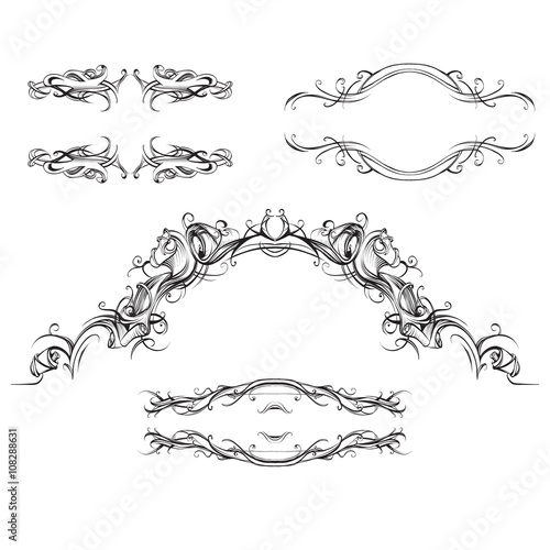 decorative elements in vintage style for decoration layout, fram