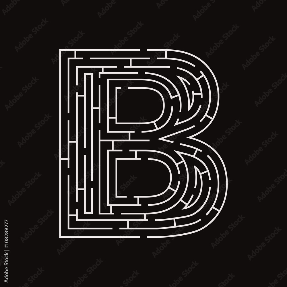 Puzzle game for kids maze letter B black Puzzle game for kids maze letter B black