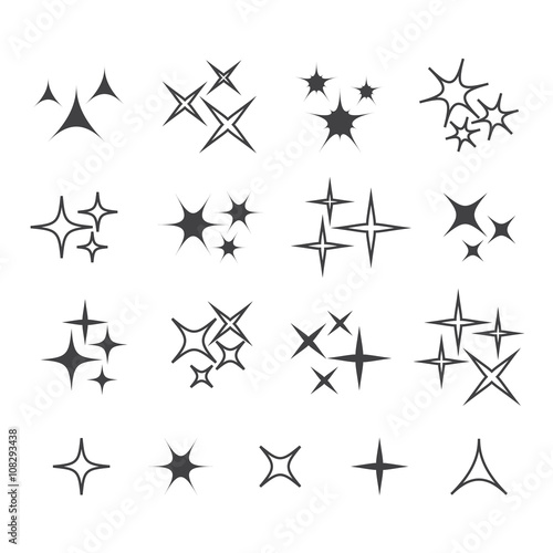 Wallpaper Mural Black sparkles, glowing light effect stars and bursts vector set. Bright firework, decoration twinkle, shiny flash Torontodigital.ca