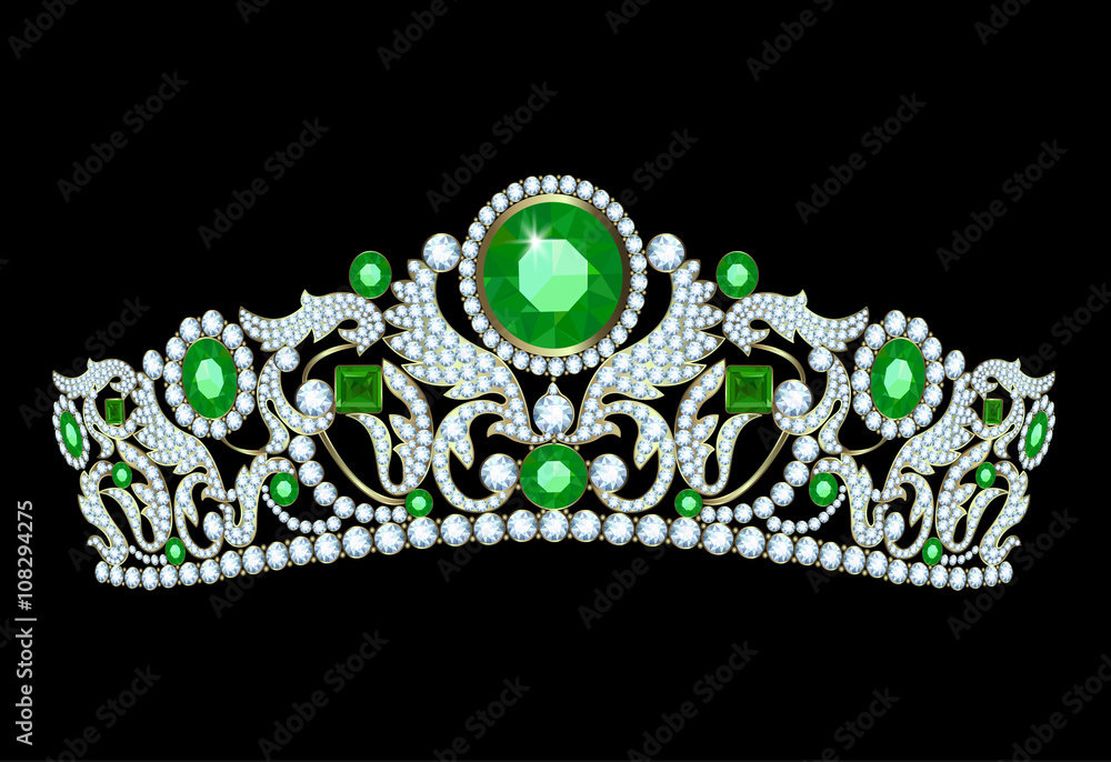 Obraz premium Diamond tiaha with emeralds