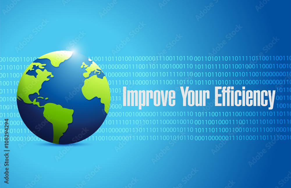 Improve Your Efficiency binary globe sign concept Improve Your Efficiency binary globe sign concept