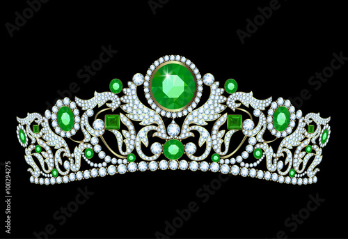 Diamond tiaha with emeralds