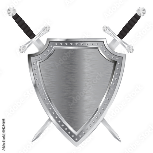 Metal shield with crossed swords