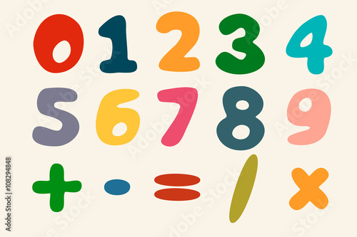 Colorful vector numbers set