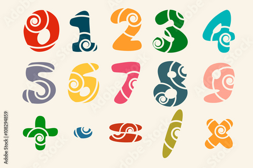 Modern handwritten numerals and mathematical signs