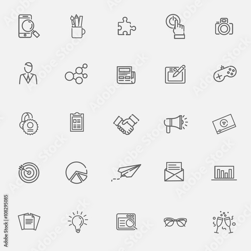 Thin line icons set. Icons for business, digital marketing.