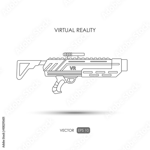Missile. Gun for virtual reality system. Video game weapons. Vid