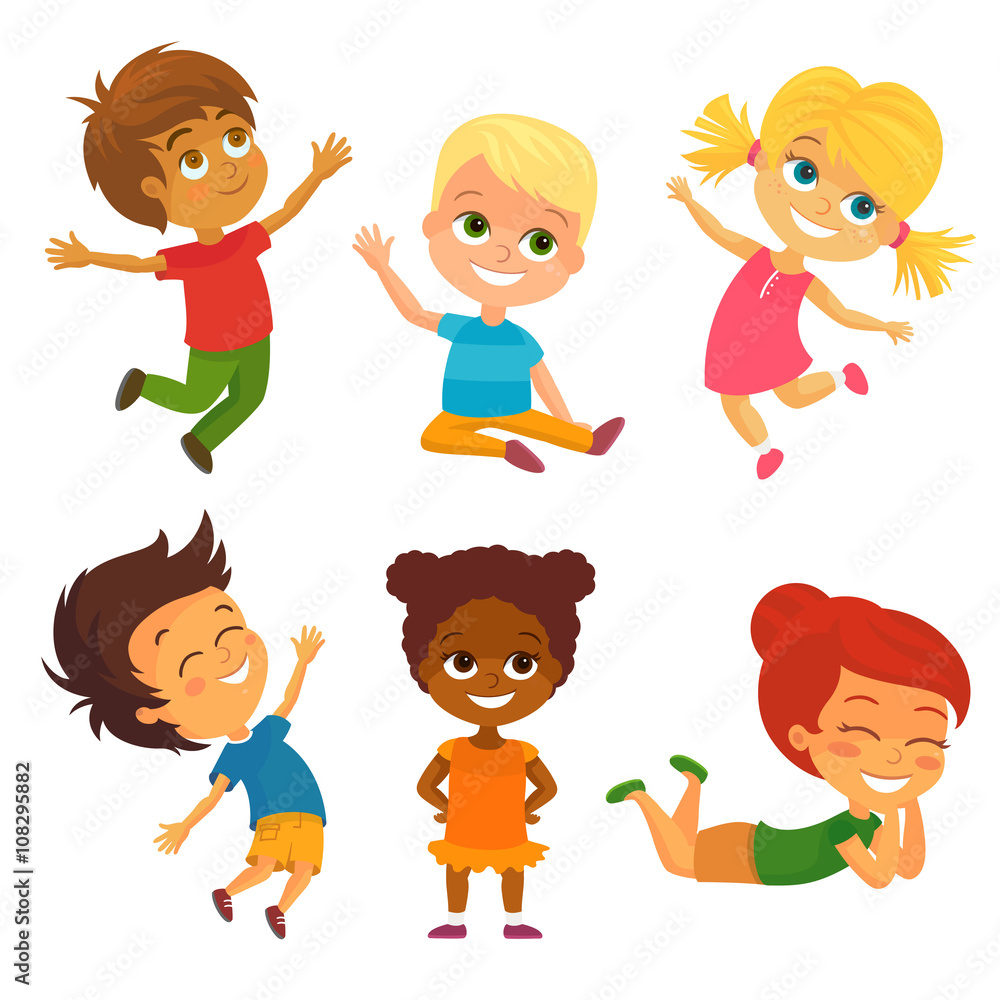 Vector Illustration of Happy Kids having Fun Vector Illustration of Happy Kids having Fun