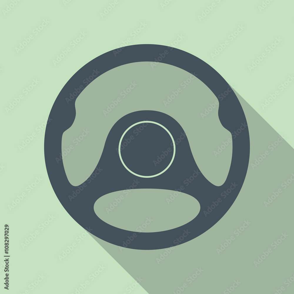 Car Steering Wheel Icon Flat Symbol