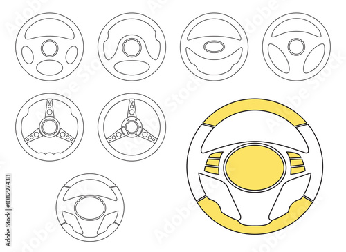 Car Steering Wheel Icons Set