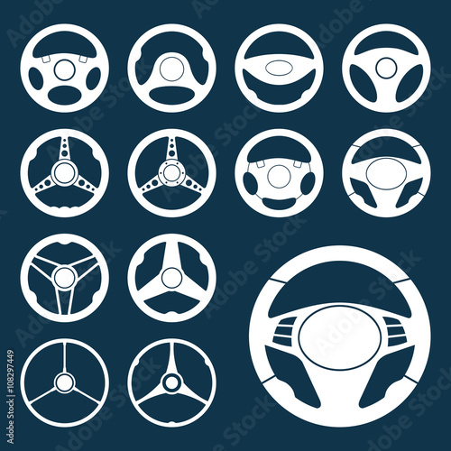 Car Steering Wheel silhouettes Set